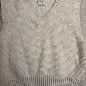 Aritzia Cream Knit V-Neck Sweater Vest
